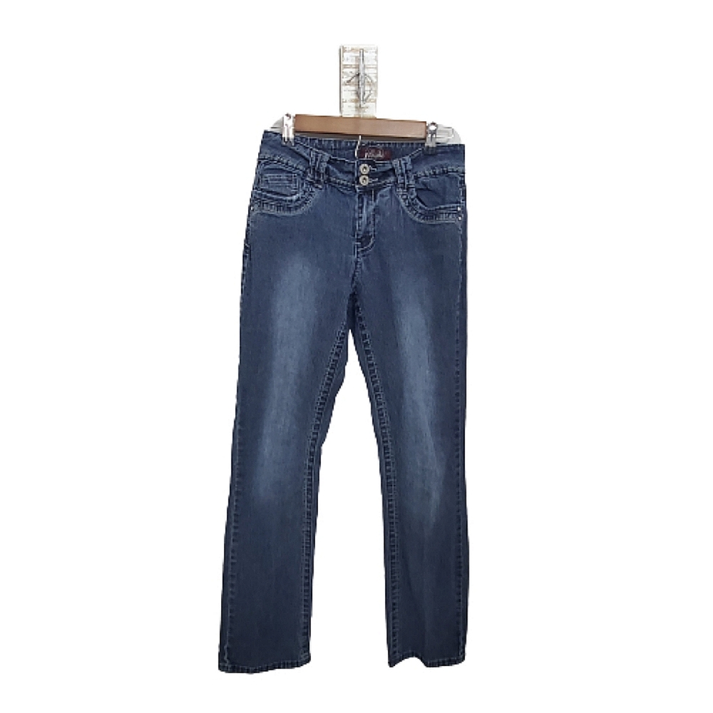 Angels Mid Rise Straight Leg Flap Pocket Jeans